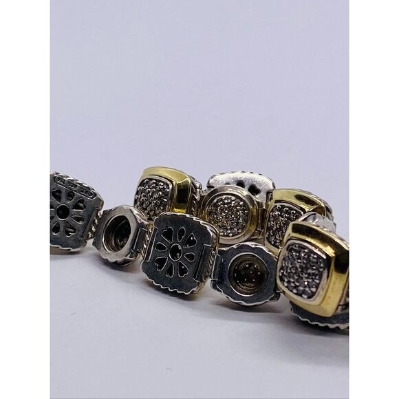 David Yurman Sterling Silver and 18k Yellow Gold Albion Station Diamond Bracelet - Picture 14 of 14